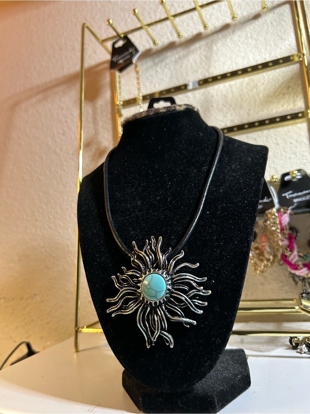 Sunburst Turquoise Pendant Necklace - Women's Jewelry